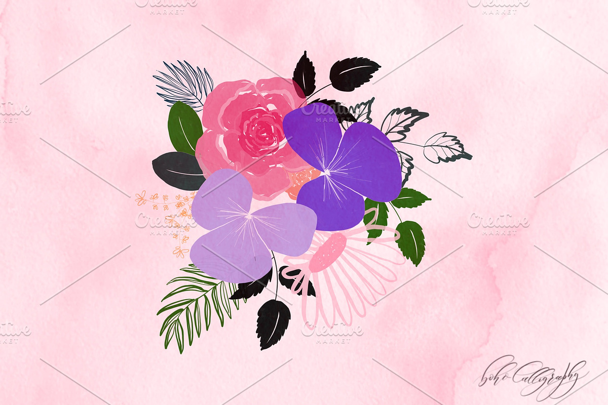 Flowers & Leaves Procreate Stamps, a Brush Add-On by BohoCalligraphy (Photo 9 of 9)