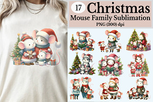 Mouse Family Christmas Clipart, an Illustration by Rose Art