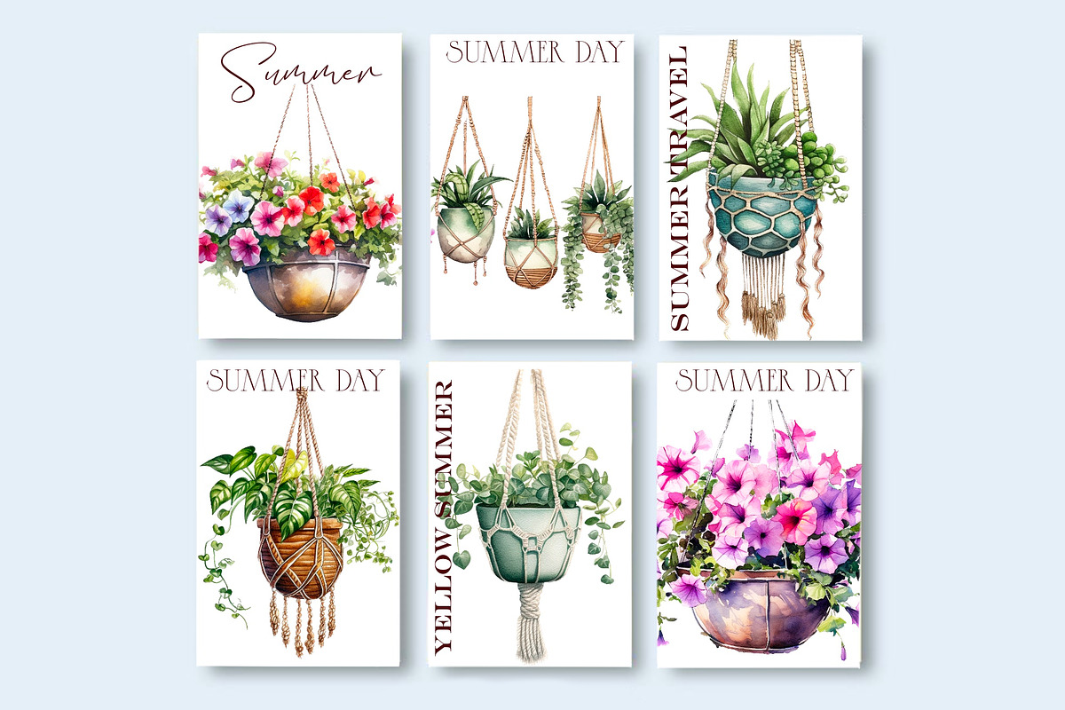 Flowers in hanging pots clipart, a Decorative Illustration by Hello My Print (Photo 8 of 10)