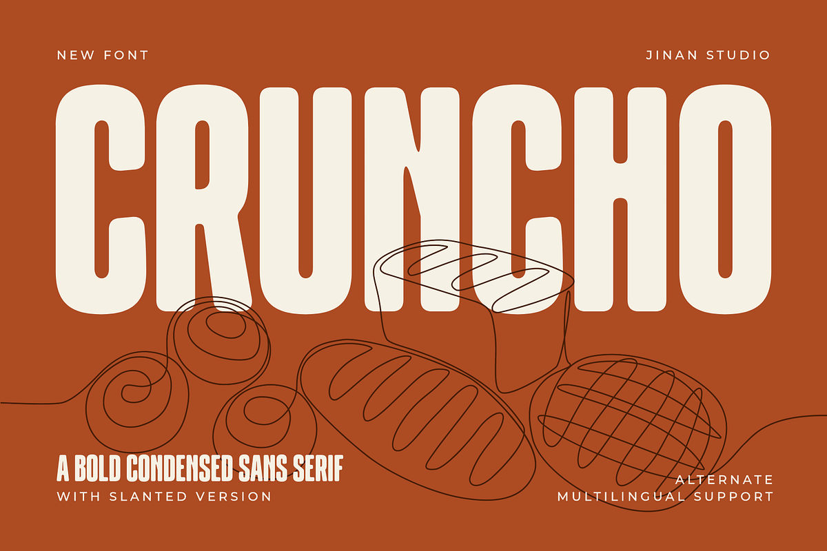 Cruncho - A Bold Condensed Sans, a Sans Serif Font by Ainun Jinan (Photo 1 of 12)