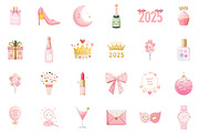 Girly Happy New Year Clipart, an Illustration by Sublimation Artist (Thumbnail 2 of 6)