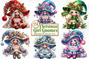 Christmas Girl Gnomes Sublimation, a Seasonal Illustration by Craft Nest