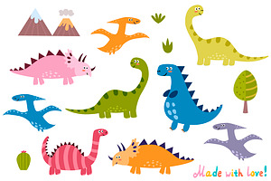 Cute Dinos: Pattern & Labels