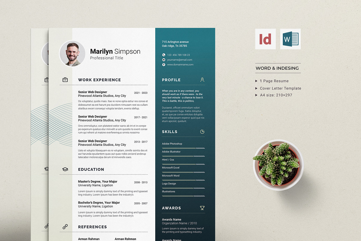Resume Template Word, a Resume Template by Creativity-Design (Photo 1 of 4)