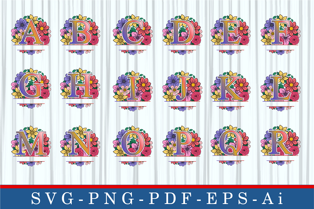 Floral Alphabet, Floral Font SVG, an Object Graphic by D2PUTRI (Photo 31 of 31)
