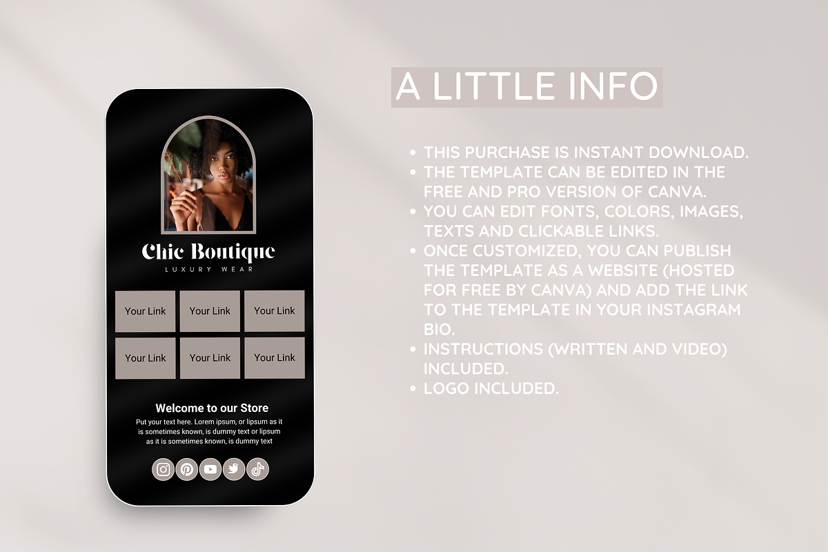 Black Link in Bio, a Landing Page Template by SunshineStudioBoutique (Photo 3 of 9)