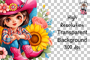 Cowgirl with Sunflowers PNG Clipart, a Graphic by Clipart Bloom (Thumbnail 11 of 13)