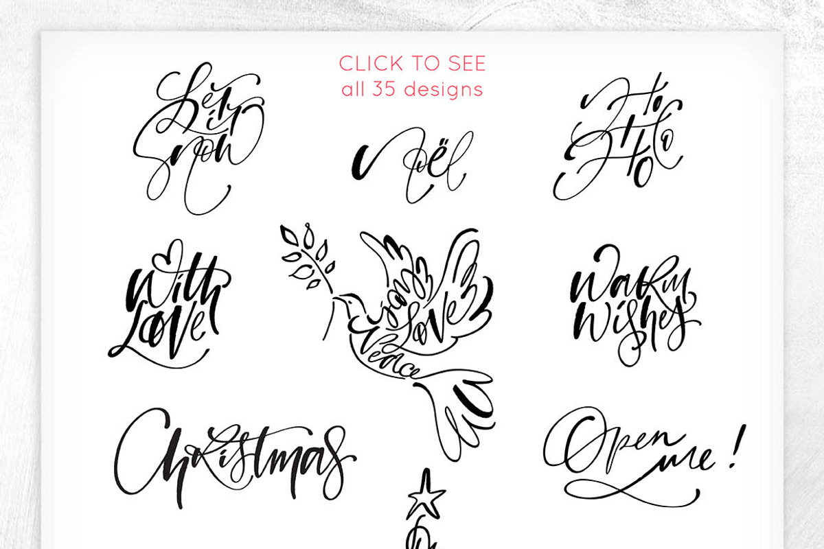 Chic Christmas Lettering & Clipart, a Decorative Illustration by PicByKate (Photo 2 of 9)