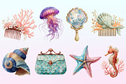 Little Mermaid Under the Sea Clipart, a Graphic by CitraGraphics (Thumbnail 3 of 4)