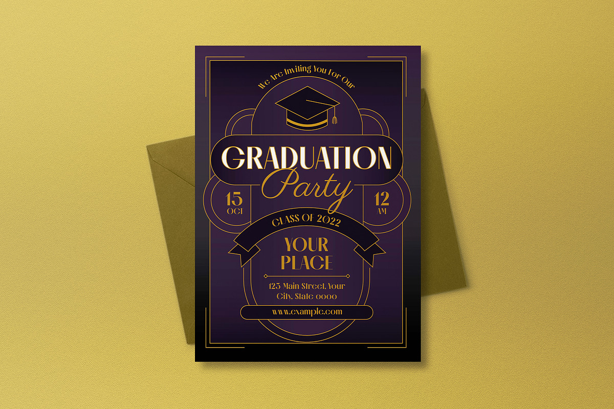 Art Deco Graduation Party Invitation, an Invitation Template by graphicook (Photo 3 of 3)