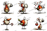 Quirky Christmas Birds Clipart, an Illustration by DreamArtGraphic (Thumbnail 3 of 5)
