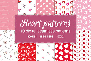 Valentine seamless patterns set