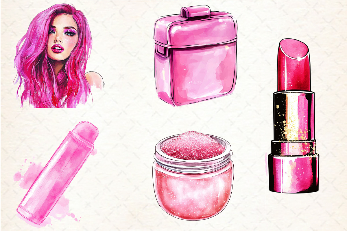 Pink Cosmetic and Fashion Clipart PN, an Illustration by Libby Wishes (Photo 4 of 4)