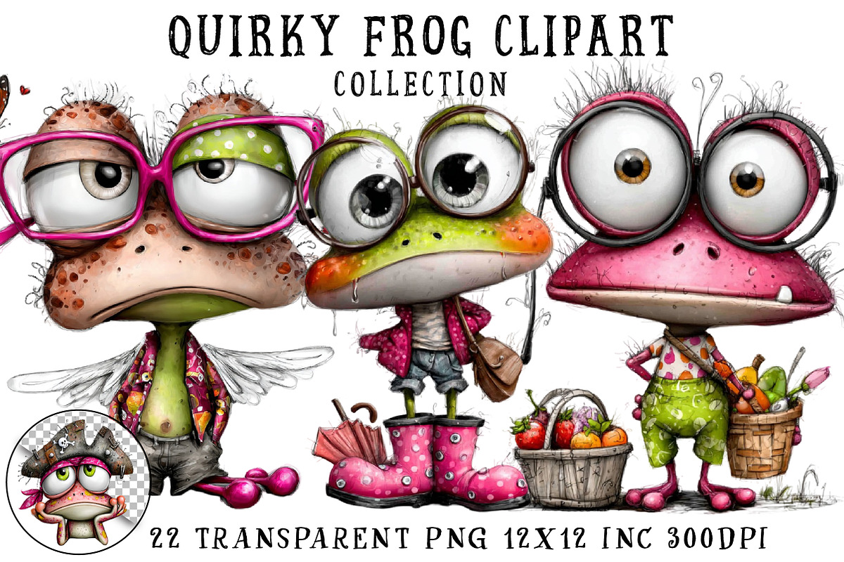 Quirky Frog Clipart, an Illustration by OK Design (Photo 1 of 6)