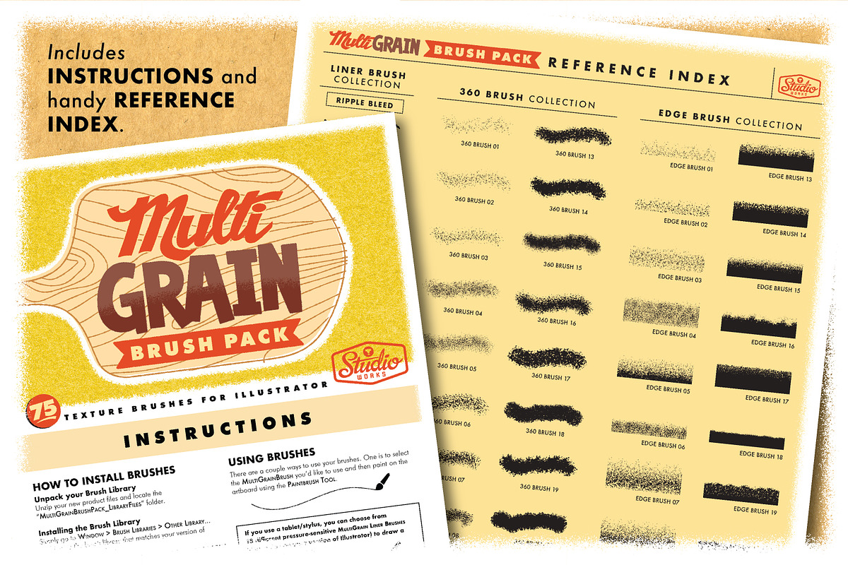 MultiGRAIN Brushes for Illustrator, a Brush Add-On by StudioWorks (Photo 14 of 15)