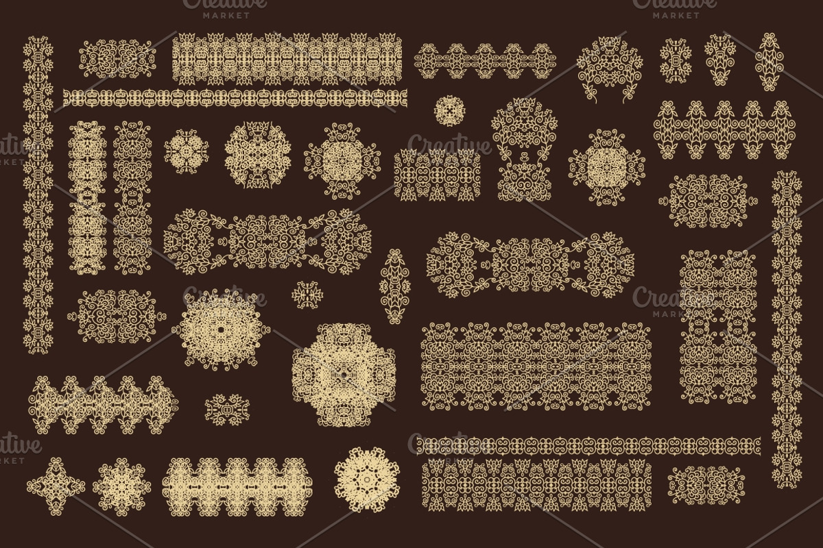Set of laced decorative elements