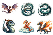 Whimsical Dragon Clipart, an Illustration by CreationArt (Thumbnail 5 of 5)