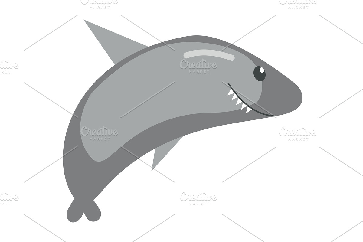 Cartoon shark vector cute ocean fish, an Animal Illustration by SiberianArt