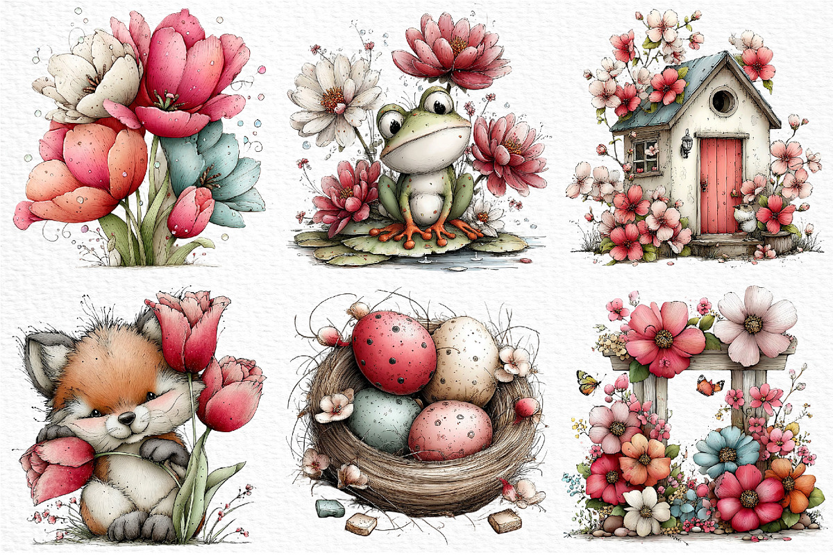 Whmisy Hello Spring Clipart Png, an Illustration by Craft Nest (Photo 5 of 11)