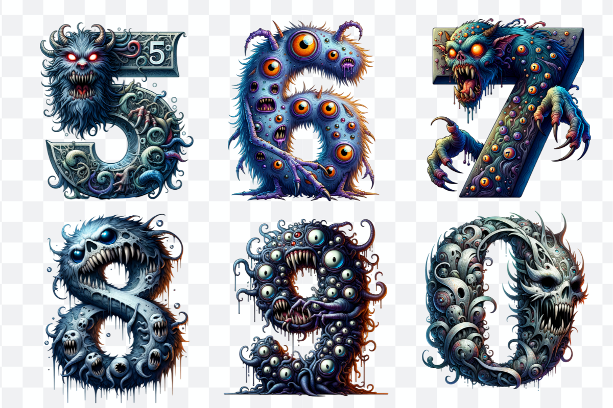 Monster Font Alphabet and Numbers, a Symbol Font by Bubble Pixel (Photo 8 of 8)