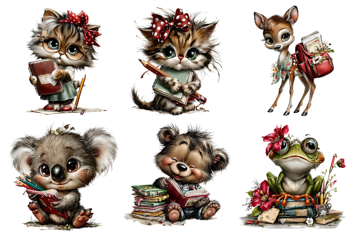 Back to School Animals Clipart, an Animal Illustration by DreamArtGraphic (Photo 3 of 3)