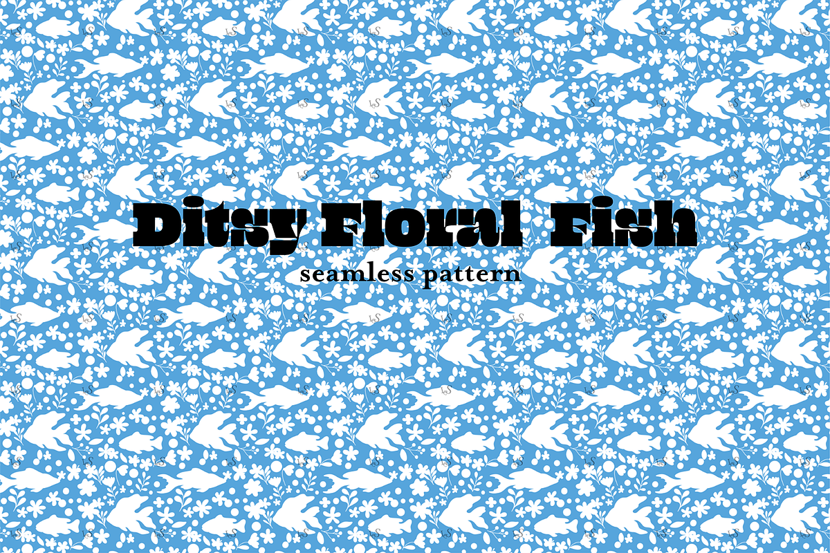 Fish & Ditsy Floral Seamless Pattern, a Pattern Graphic by Little Creative Scribbles (Photo 7 of 7)