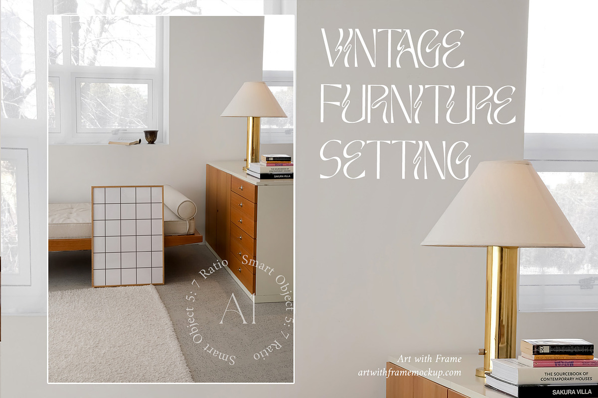 51 Frame Mockups - Vintage Furniture, a Product Mockup by ArtwithFrame (Photo 34 of 50)