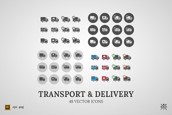 Transport&Delivery - 48 vector icons preview 3