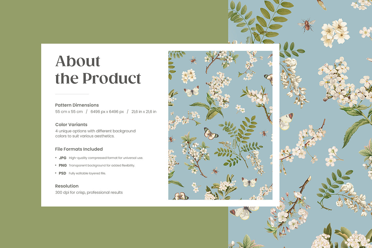 Gentle Spring with White Flowers, a Pattern Graphic by Yello_illustration (Photo 2 of 16)