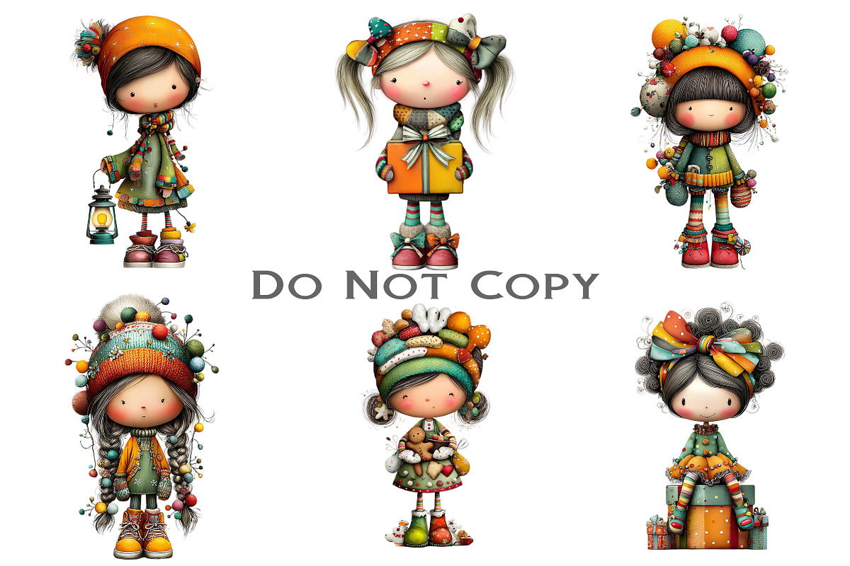 Quirky Christmas Cute Girl Clipart, an Illustration by Craft Nest (Photo 6 of 8)