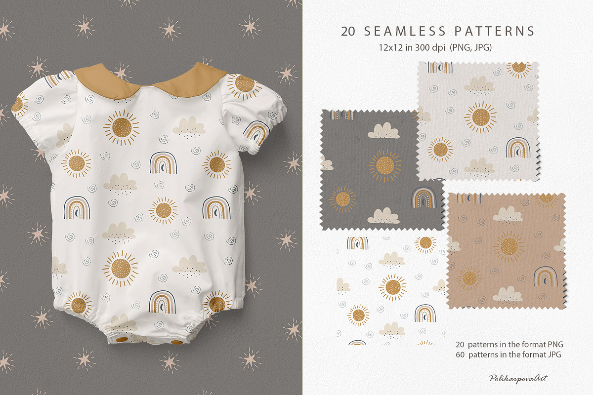 BOHO Rainbow clipart and patterns, an Object Illustration by polikarpovaart (Photo 5 of 11)