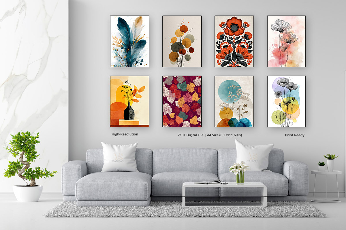 Boho Botanical Wall Art Mega Bundle, a Poster Template by Pixeness Studio (Photo 2 of 10)