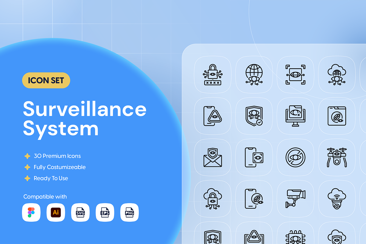 Surveillance System Icon Set, an Outline Icon by Nathaya Studio (Photo 1 of 2)