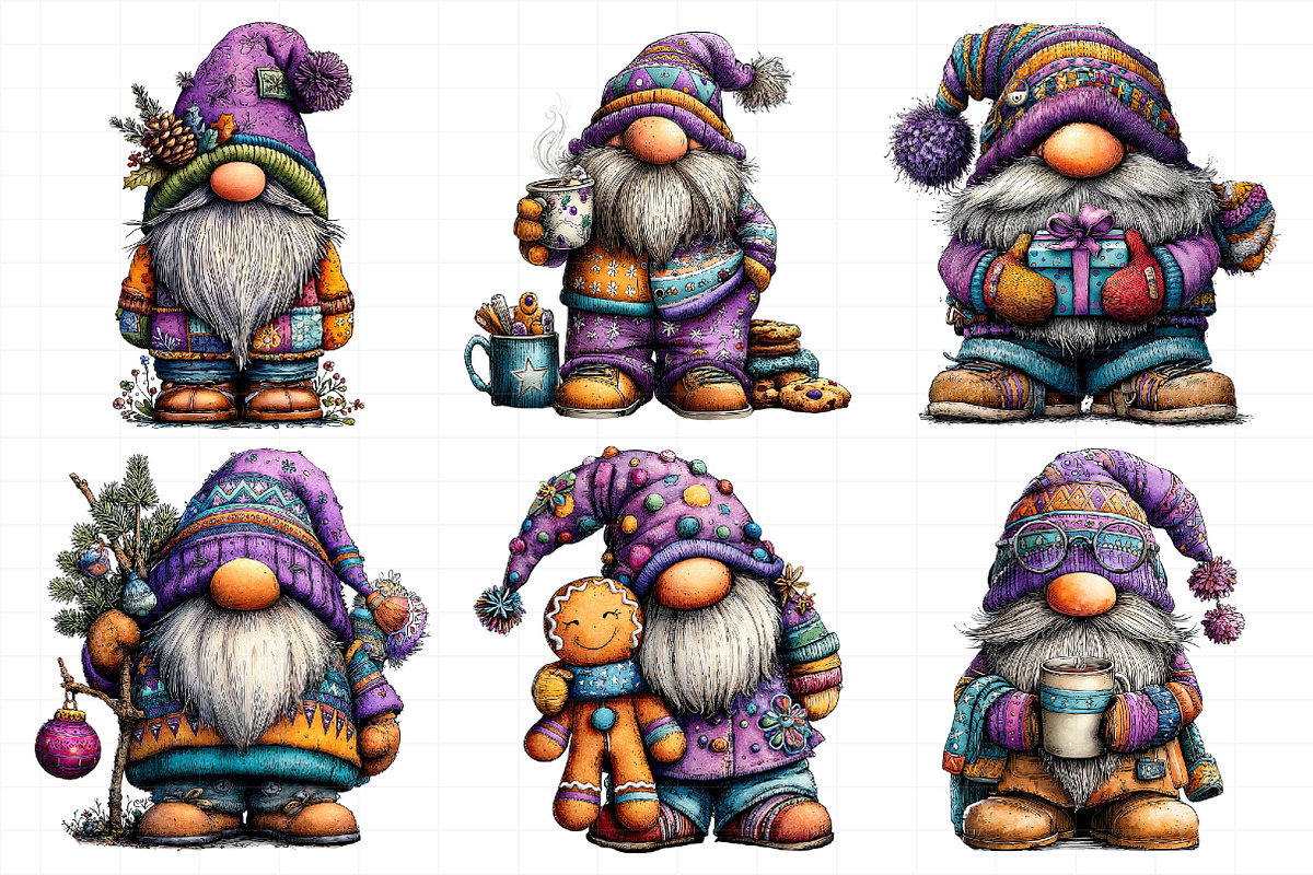 Winter Christmas Gnome Clipart, an Illustration by Daily.Designs (Photo 3 of 5)