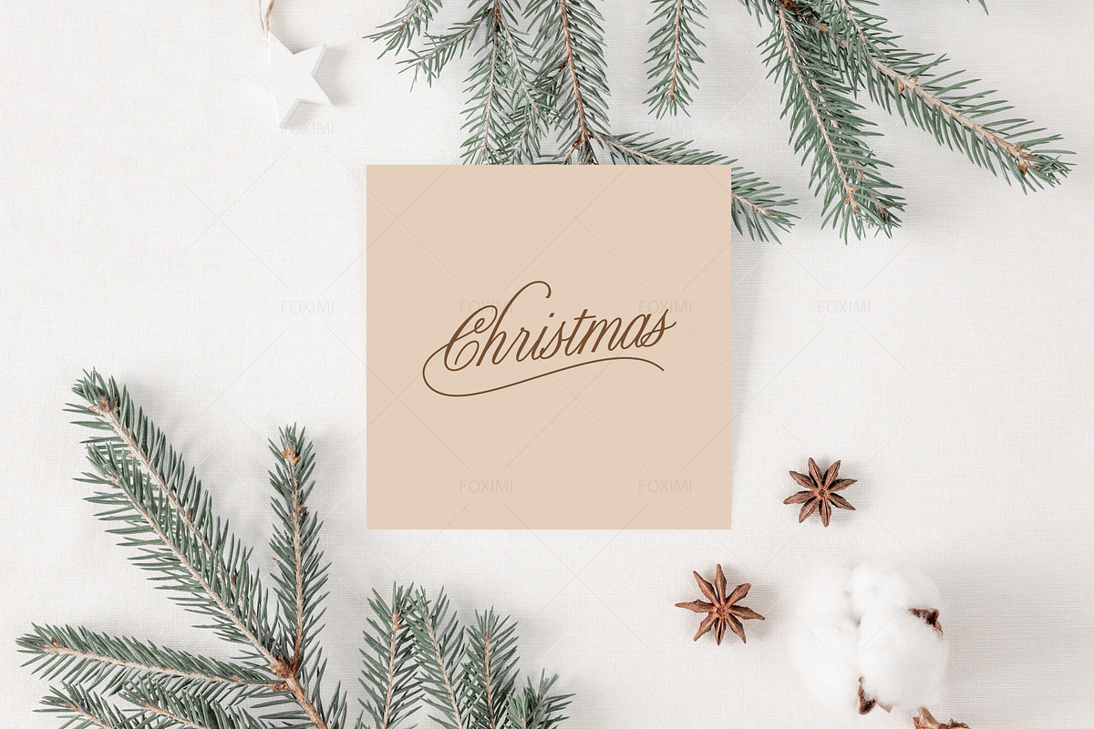 Christmas Square Card Mockup, P05, a Product Mockup by FOXIMIDesign (Photo 6 of 6)