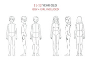 Preteen Fashion Croquis Bundle, a Person Illustration by Shorena Fashion Draws (Thumbnail 3 of 13)