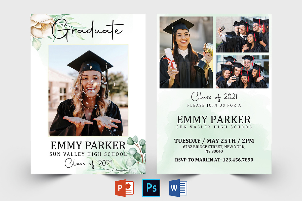 Graduation Announcement Template, a Card Template by Designscozy (Photo 1 of 5)