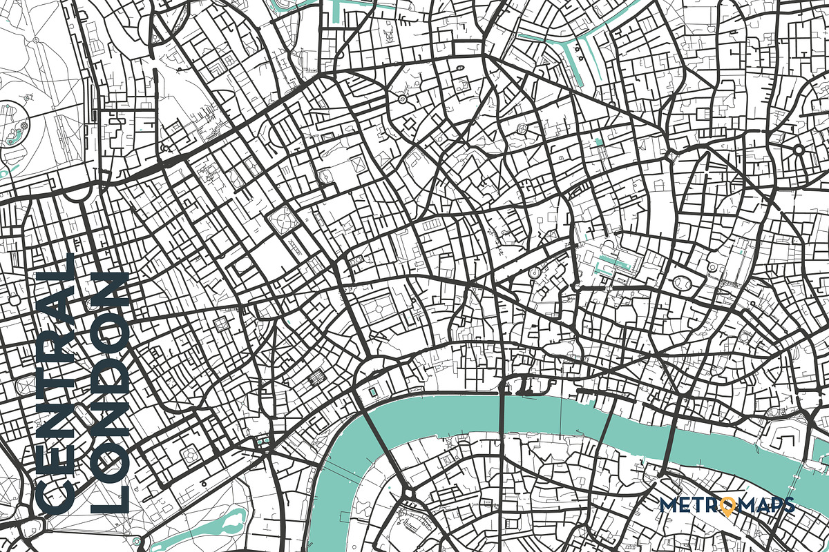 MAP SET - Black/Turquoise - 15 Maps, a Graphic by MetroMaps (Photo 4 of 16)