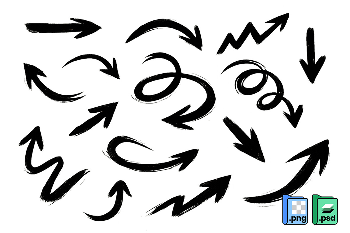 Black Doodle Arrow Set, an Object Graphic by MISS CHATZ (Photo 1 of 3)