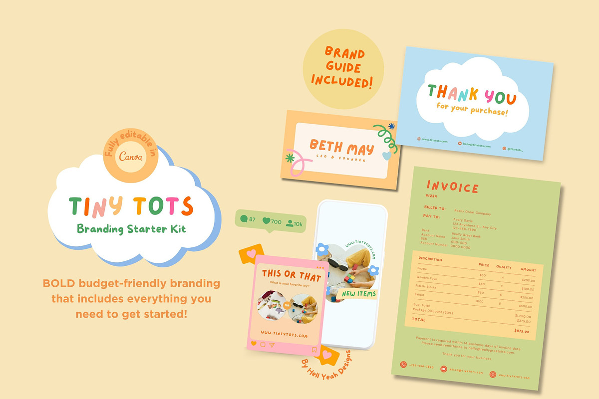 Tiny Tots Branding Starter Kit, a Branding & Logo Template by Hell Yeah Designs (Photo 2 of 19)