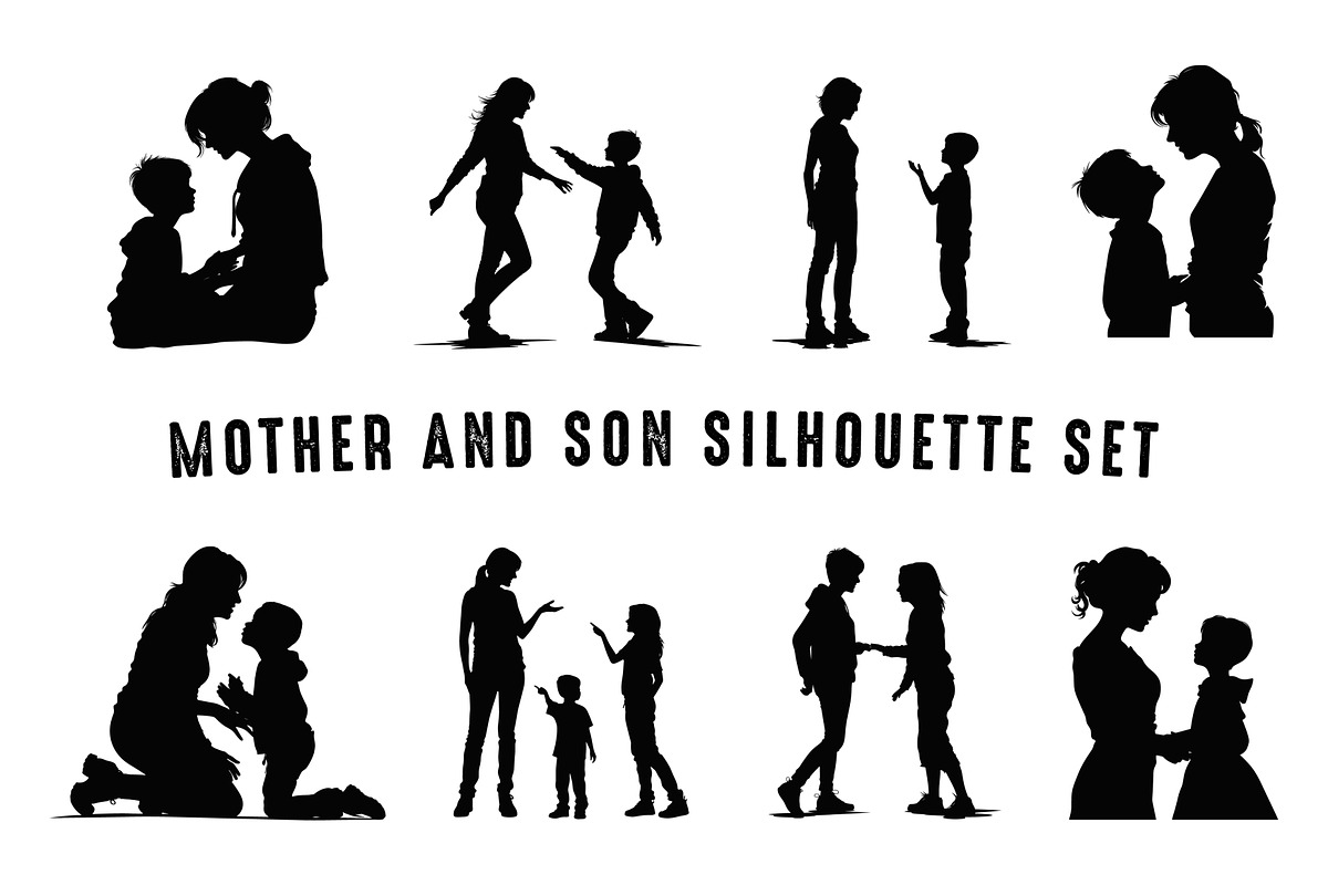 Mother and Child Silhouette Set, a Person Illustration by Gfx Expert Team (Photo 3 of 3)