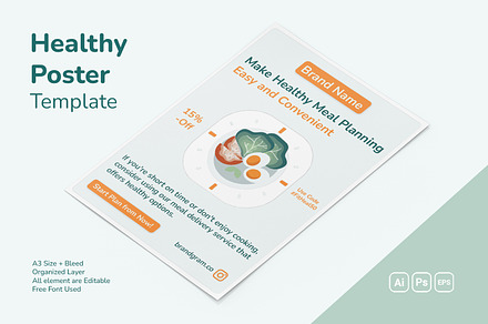 Healthy Food Poster, a Poster Template by Fannan Studio