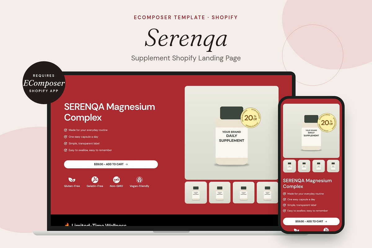 Serenqa - Shopify EComposer Template, a Shopify Template by Boost Convert (Photo 1 of 11)