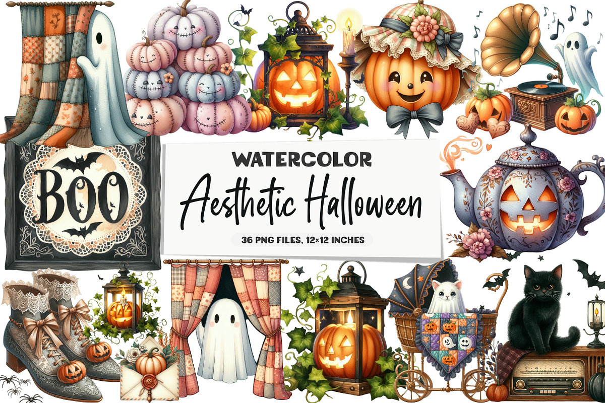 Cute Vintage Aesthetic Halloween Cli, an Illustration by DreamArtGraphic (Photo 1 of 6)