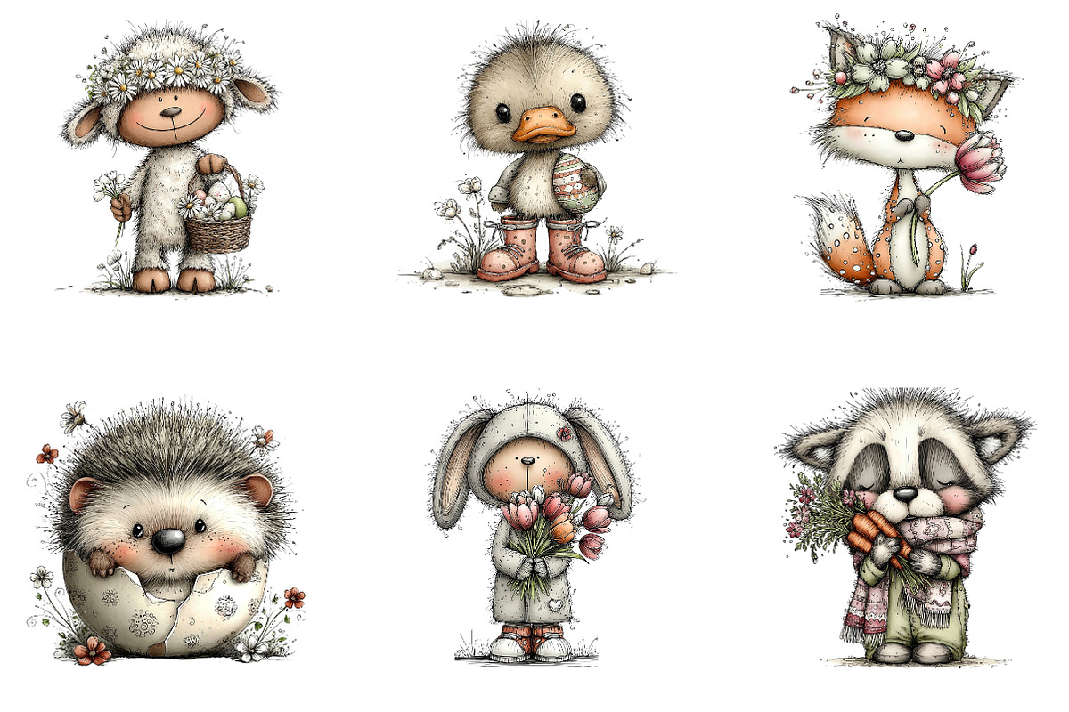 Whimsical Easter Animals Clipart, an Illustration by CreationArt (Photo 4 of 5)