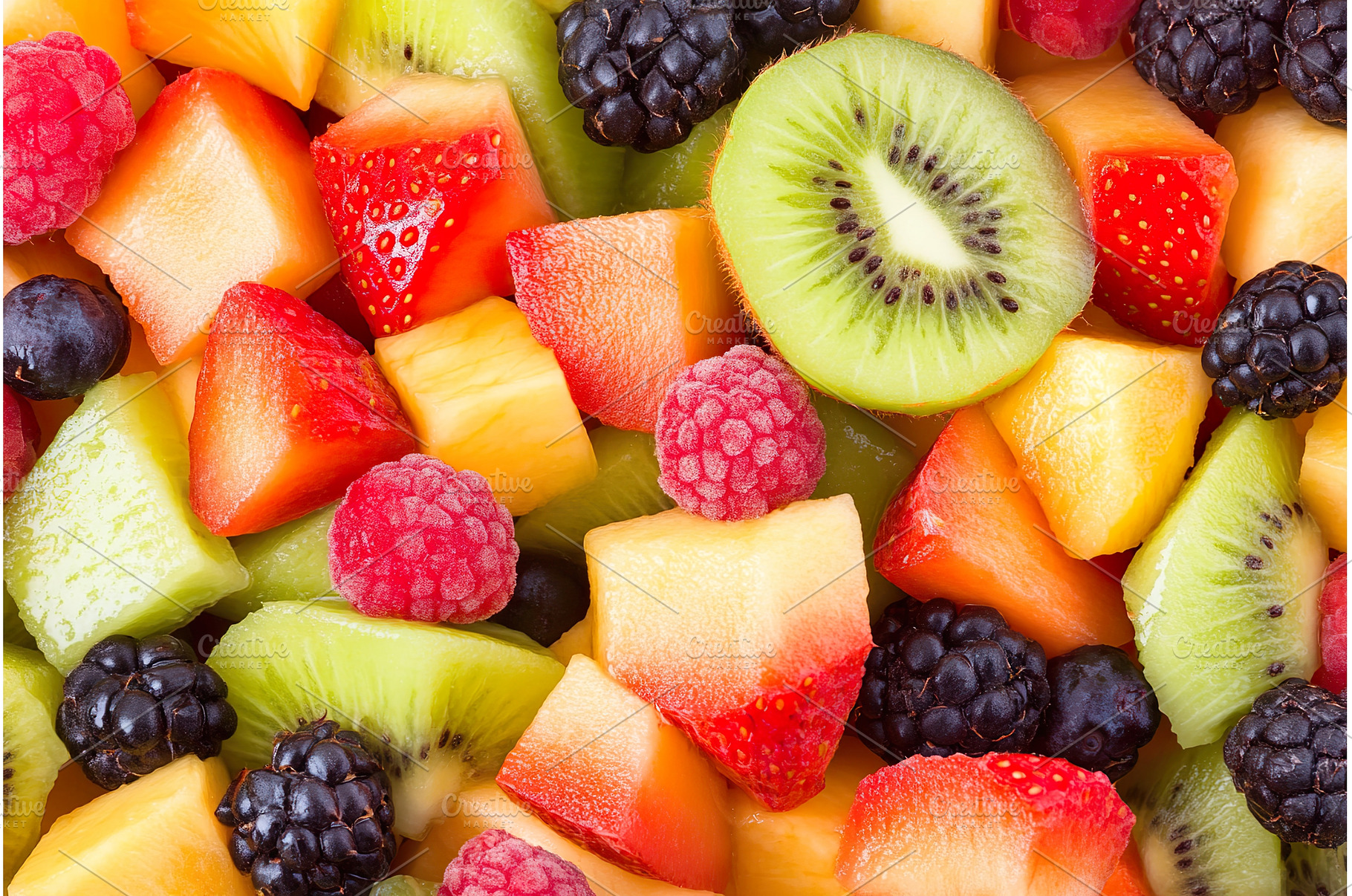 Colorful fresh fruit medley with, a Background Photo by Lermont51