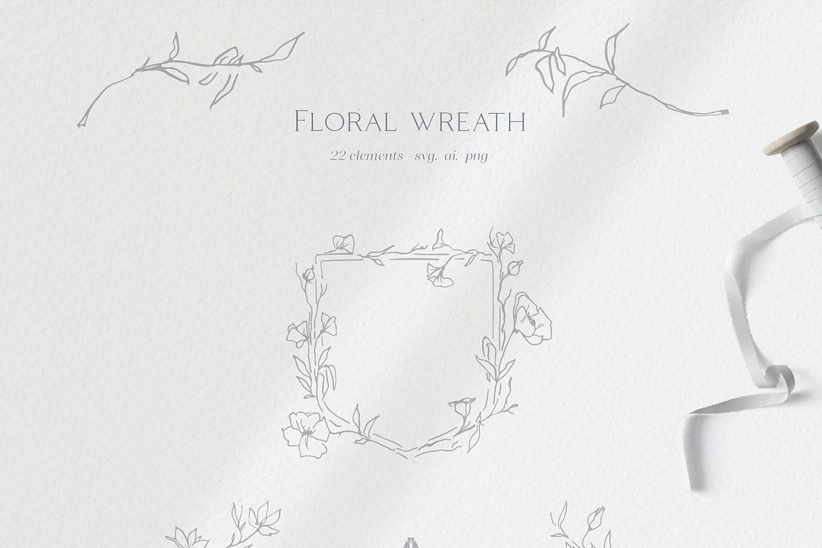 Floral wreath, flower monogram frame, an Illustration by Summer Nightingale Art (Photo 3 of 8)