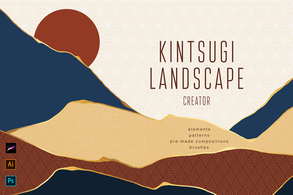 Japanese Kintsugi Landscape Creator, an Object Graphic by Polli Deeva (Photo 1 of 15)