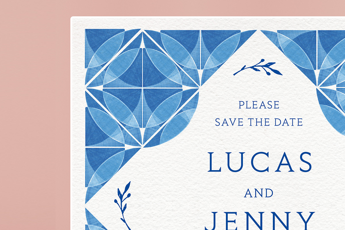 Blue Tiles Wedding Invitation Bundle, an Invitation Template by Wedding Whippet (Photo 9 of 10)