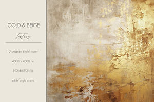 Beige & Gold Paint Textures - JPG